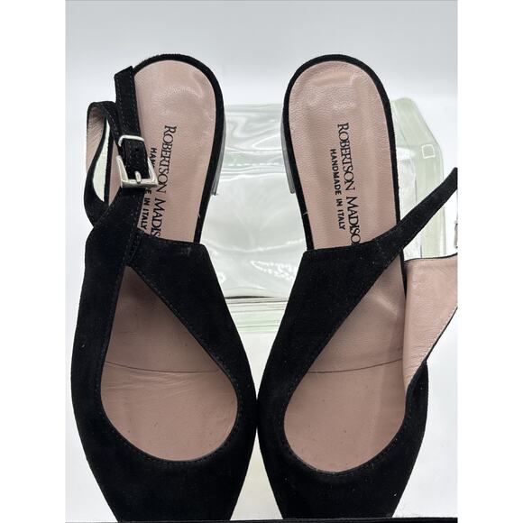 Robertson Madison Mules 9M Black Suede Italy Pointed Toe Slip-On Flats - Picture 3 of 6